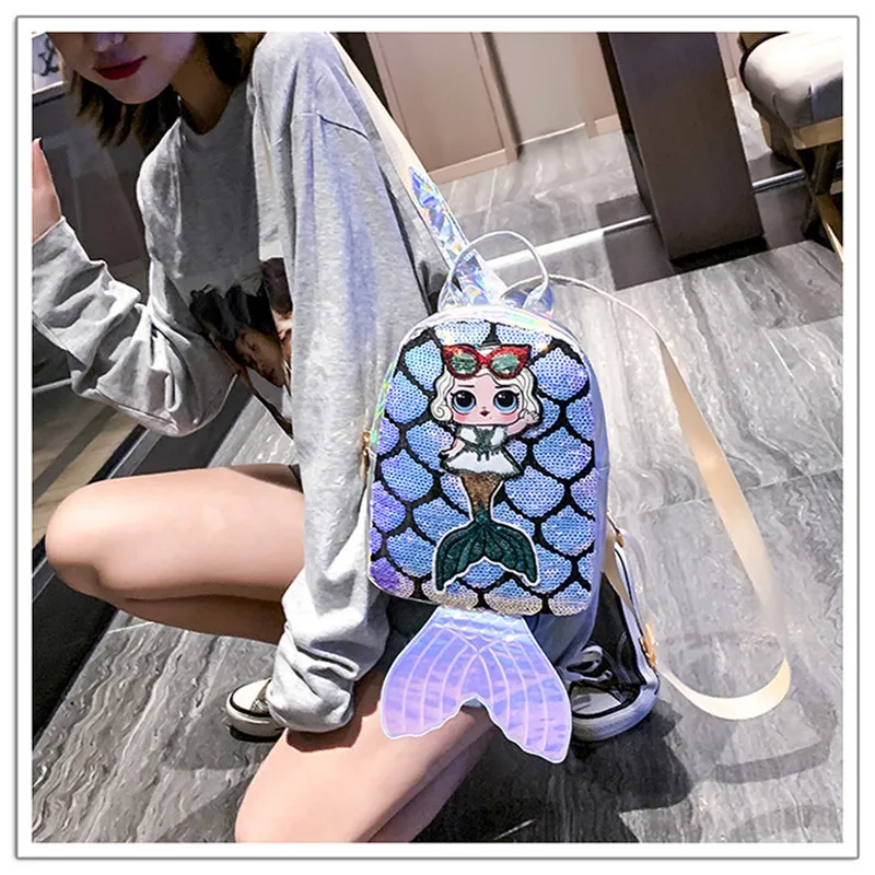 2019 Новый женский рюкзак с пайетками для девочек милый студента Школьный Рюкзак