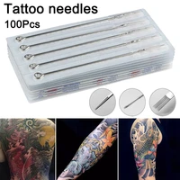 hot 100pcs disposable assorted tattoo needles set stainless steel tips kit for tattoo machine ey669