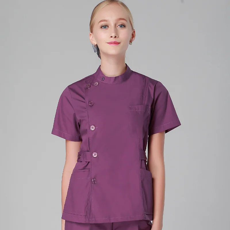 Однотонная одежда для медсестры костюм с коротким рукавом медицинская