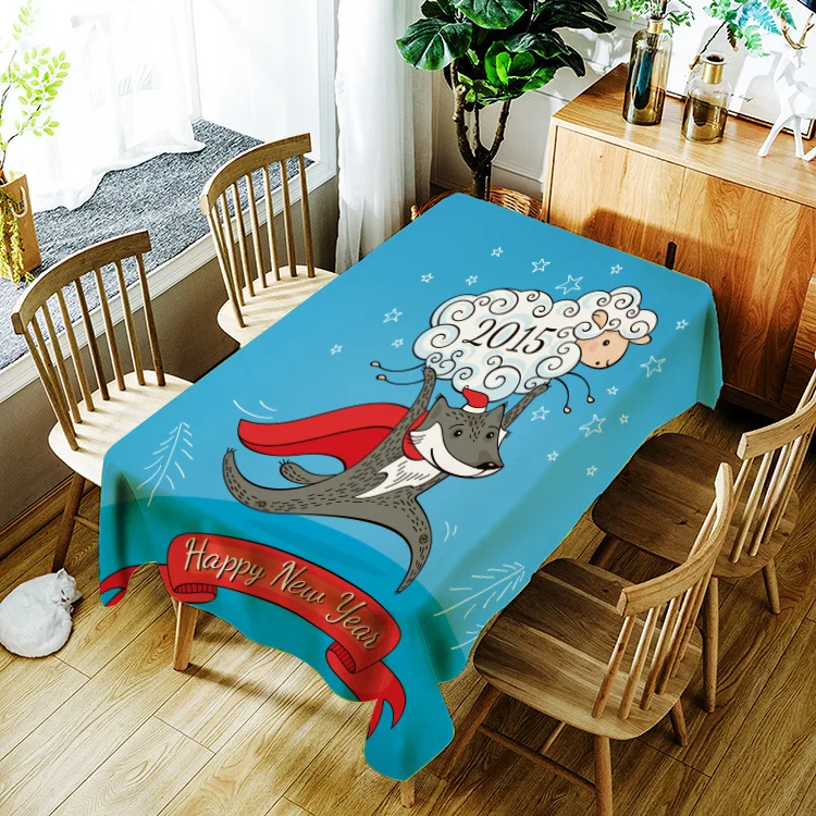 

European and American style waterproof household printing cute animal pattern washable tablecloth