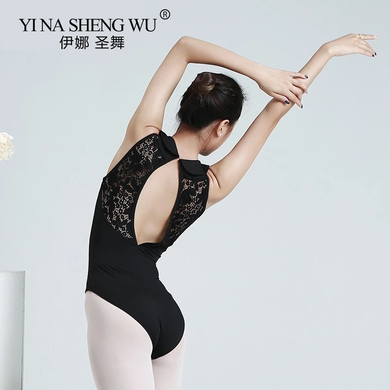 Балетный купальник для женщин высокое качество кружево черный балетный костюм