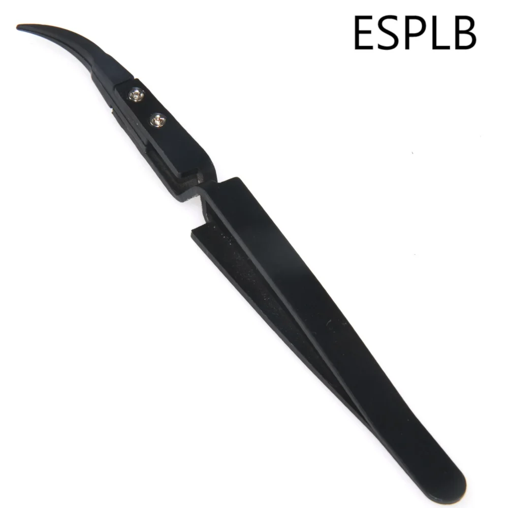 ESPLB новейший обратный Пинцет черный пластиковый наконечник из нержавеющей стали Ручка прецизионный пинцет изогнутый/плоский/Прямая законцовка пинцет
