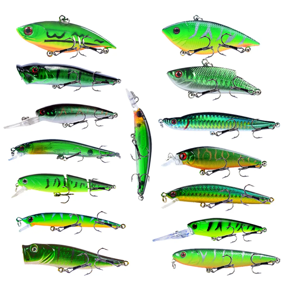 Новый 15 шт./компл. рыболовные приманки смешанные разных Стиль жесткая наживка для