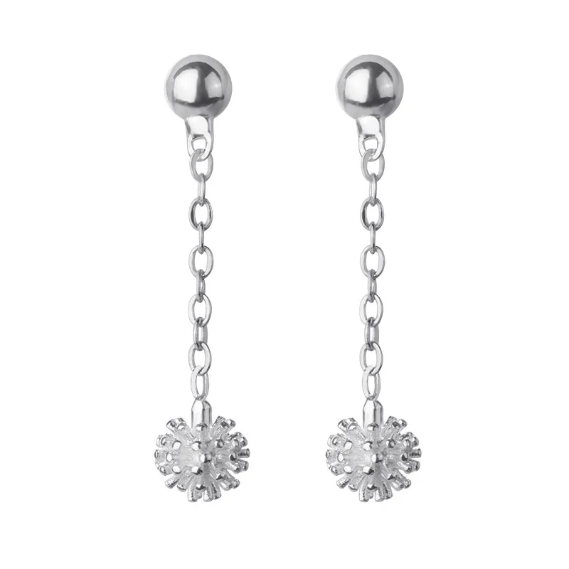 

Flower earrings, female temperament, net red, thin face, simple long wave earrings