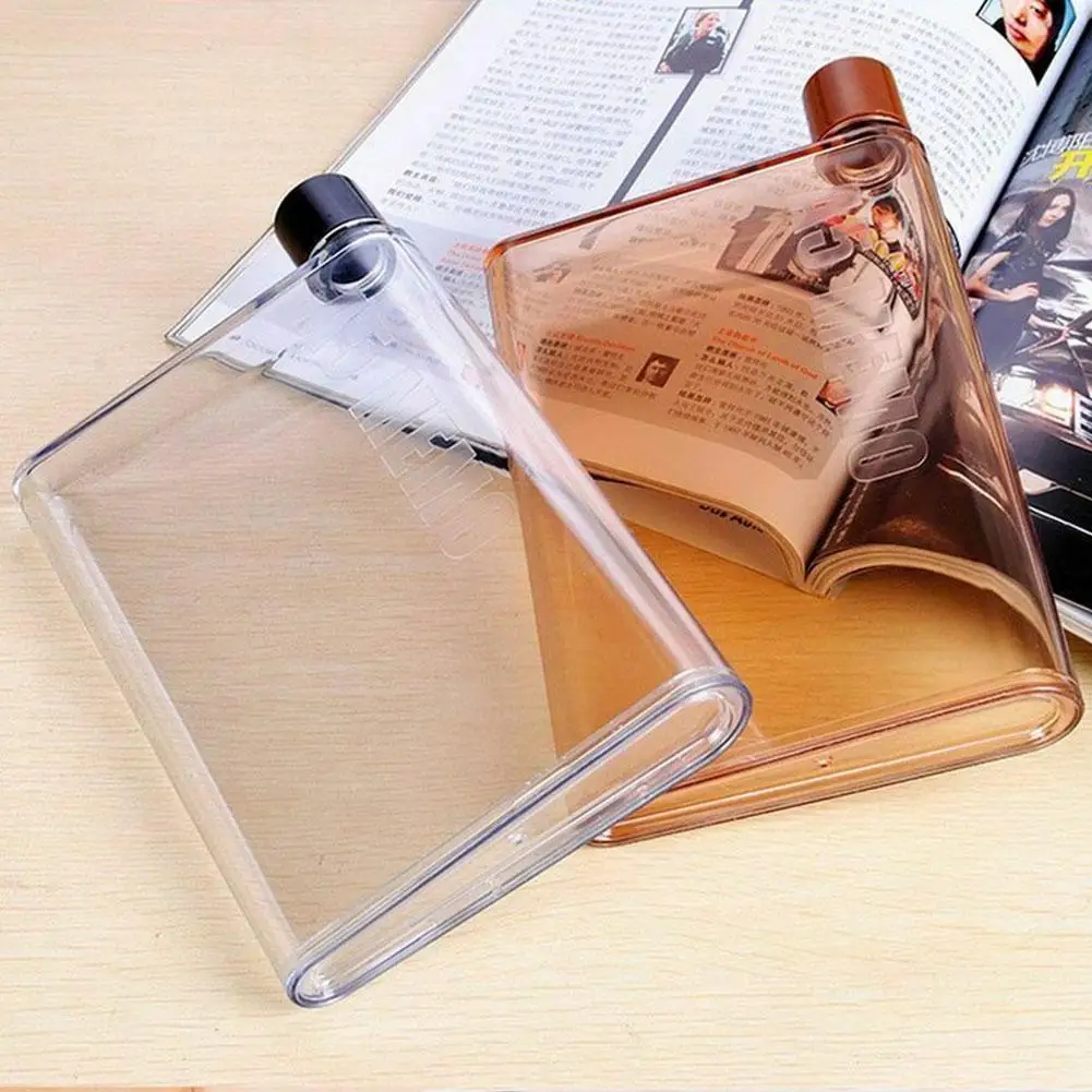 

Paper Cup Botlte Flat Water Bottle BPA Free Clear Book Portable Paper Pad Water Bottle Flat Drinks Kettle Notebook Bottle