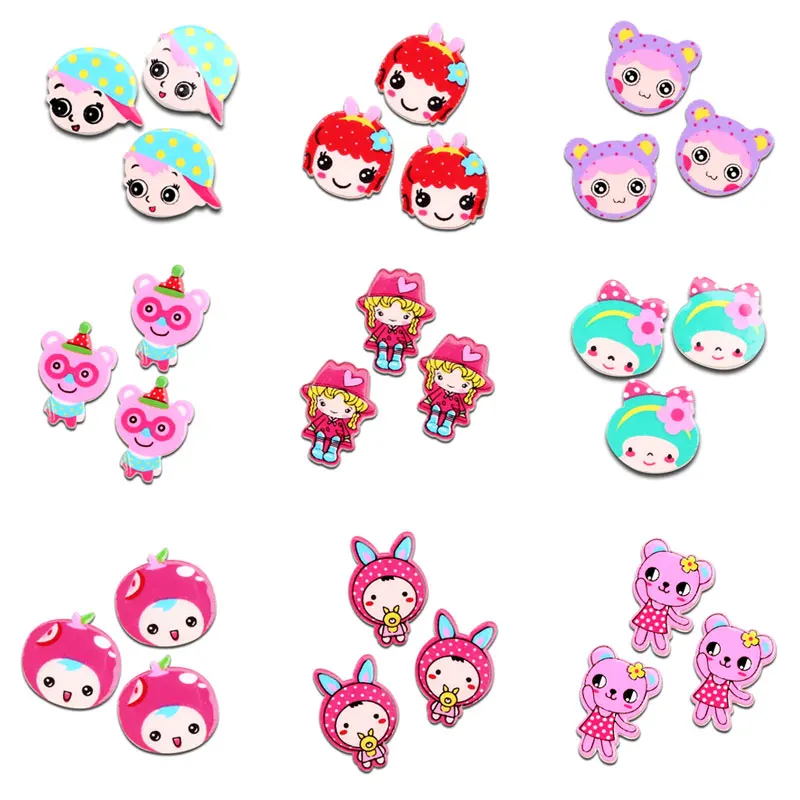 50 шт. Смешанные акриловые значки с героями мультфильмов Kawaii Flatback украшения животных ремесла значок украшения для скрапбукинга Diy аксессуары