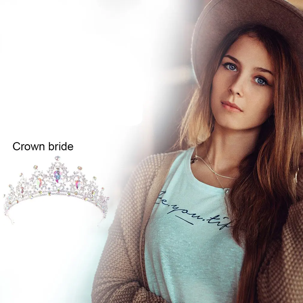 Bride Crown white Rhinestone Crystal Wedding Accessories For Women Princess Hair Tiara Headbands Hairwear | Украшения и