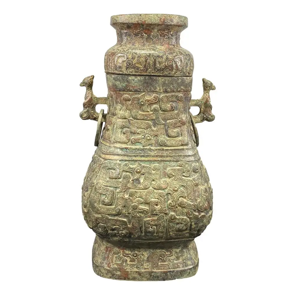 

Латунная бинауральная Квадратная бутылка LaoJunLu, имитация античной бронзы, коллекция шедевров в традиционном китайском стиле
