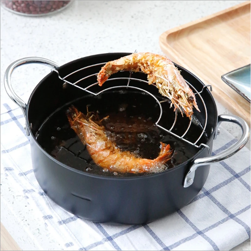 Tempura Сковорода в японском стиле фритюрница удобная горшки для жарки с фильтром