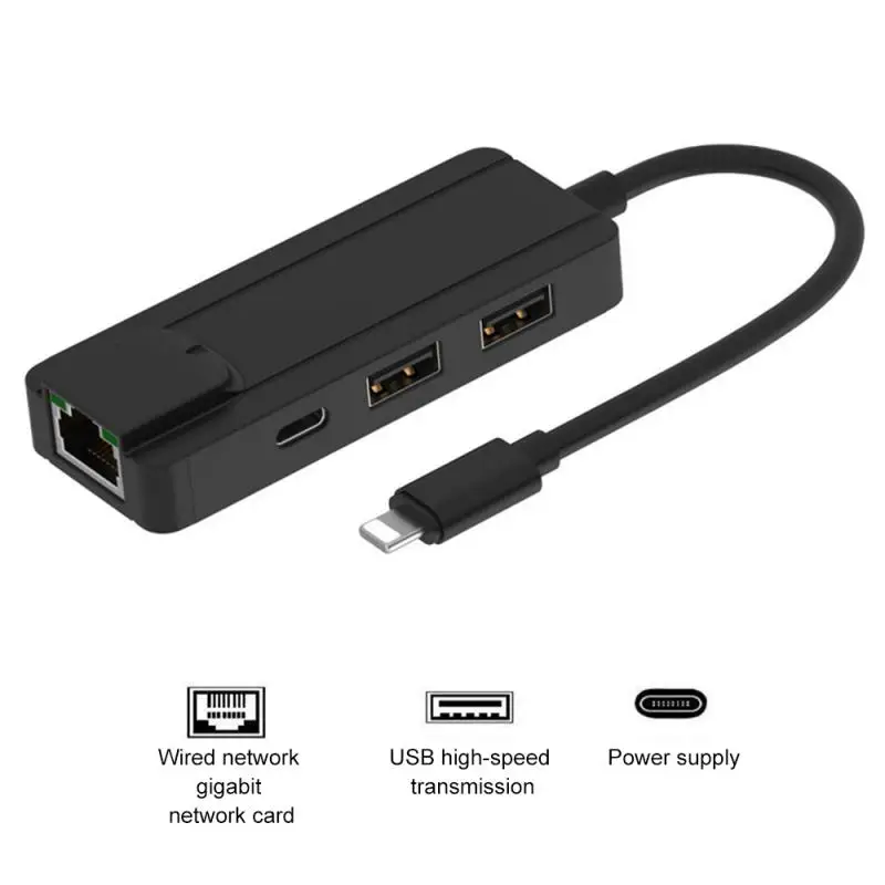 Новый адаптер с 4 портами для iPhone на Ethernet RJ45 Проводная сеть и USB-Порт OTG iPad |