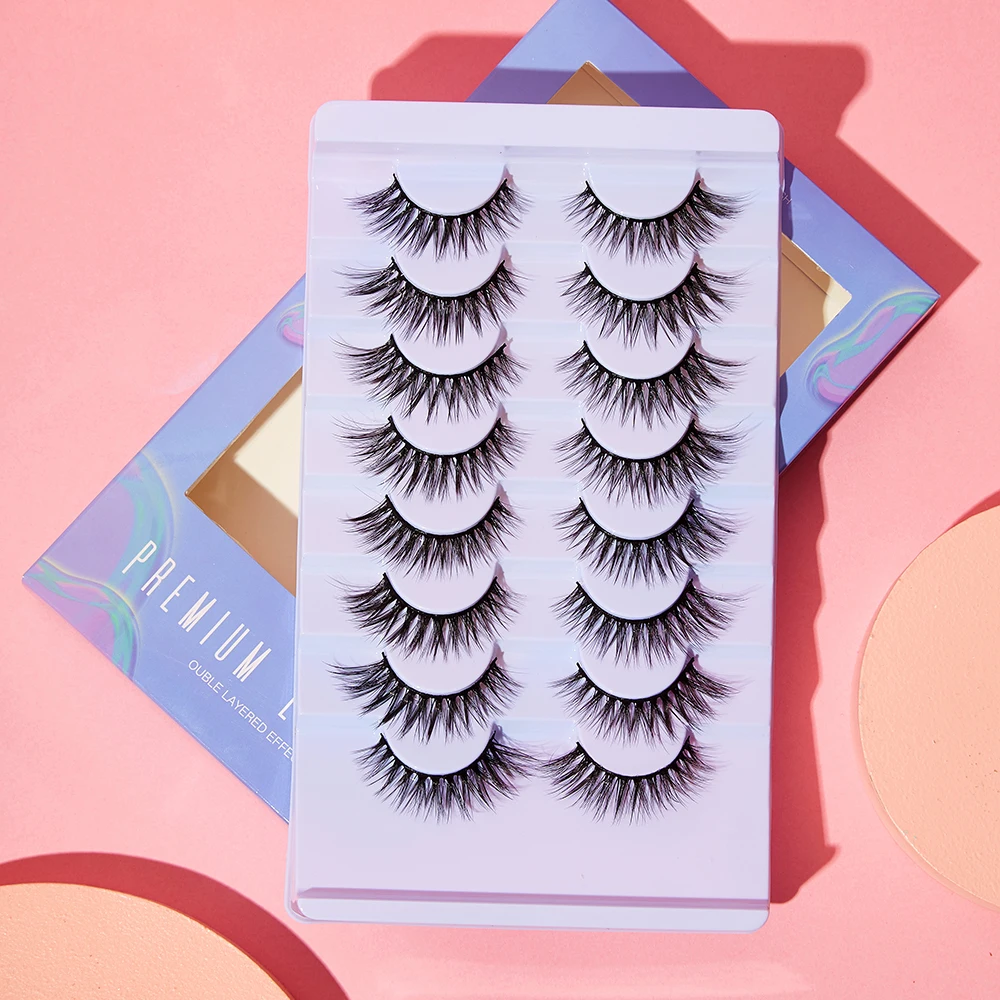 

8 пар натуральных ресниц Qyelashes драматические накладные ресницы Искусственный макияж густые натуральные волосы вытягивающие длинные ресниц...
