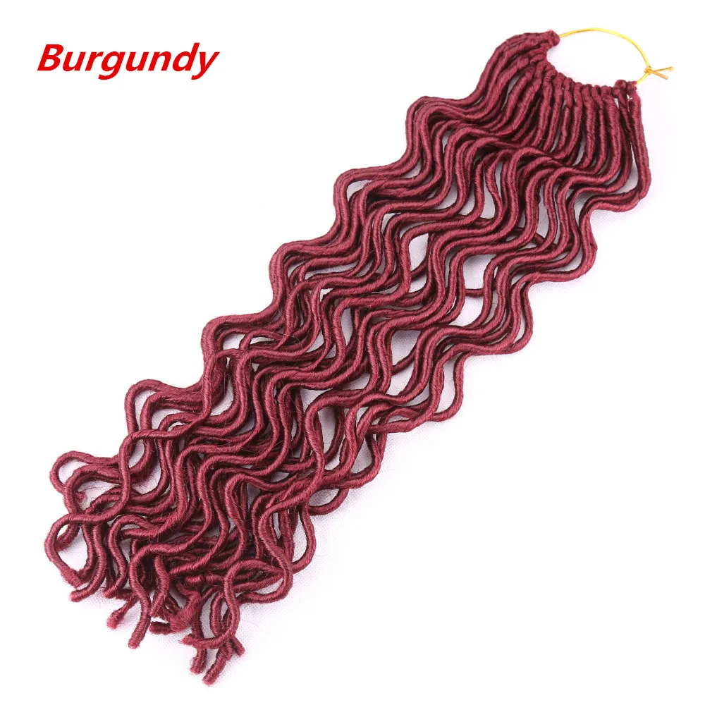 #Burgundy Amir Faux locs вьющиеся плетеные пряди волос 12 дюймов дреды волосы для наращивания богиня синтетические вязанные косички волос 12 прядей/шт - Color: #Burgundy