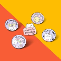 custom cute animals party enamel pins be pawsitive rainbow banner brooch lapel badge bag cartoon jewelry gift for kids friends