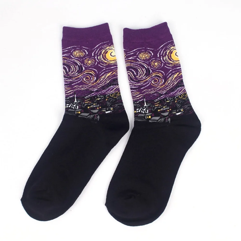 10 шт./лот мужские носки масло смешное Ван Гог Фреска всемирно известная живопись