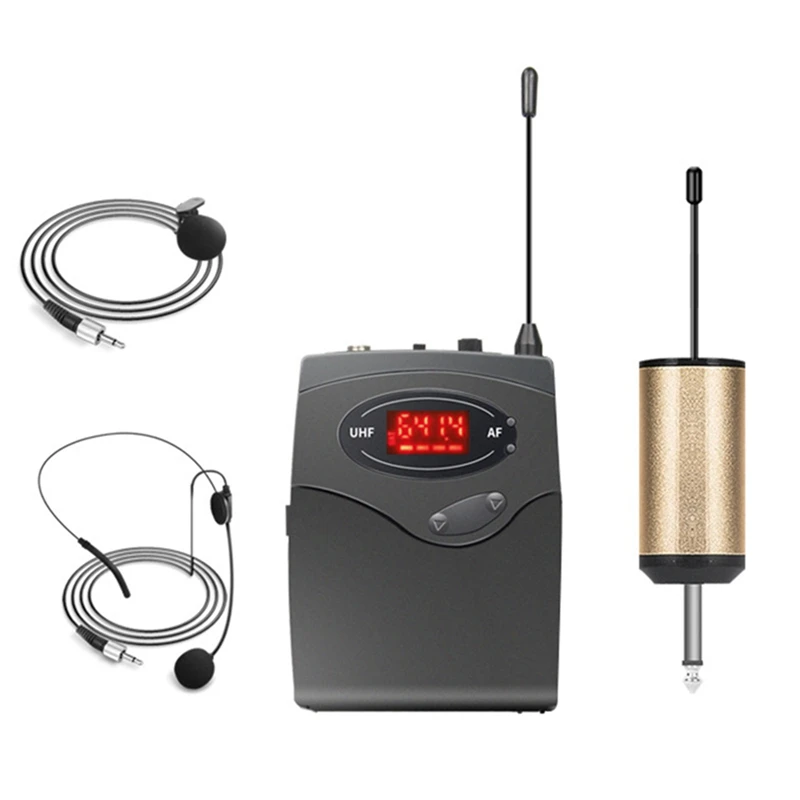 Wireless Microphone System Set With Headset & Lavalier Lapel Mics Beltpack Transmitter Receiver | Электроника