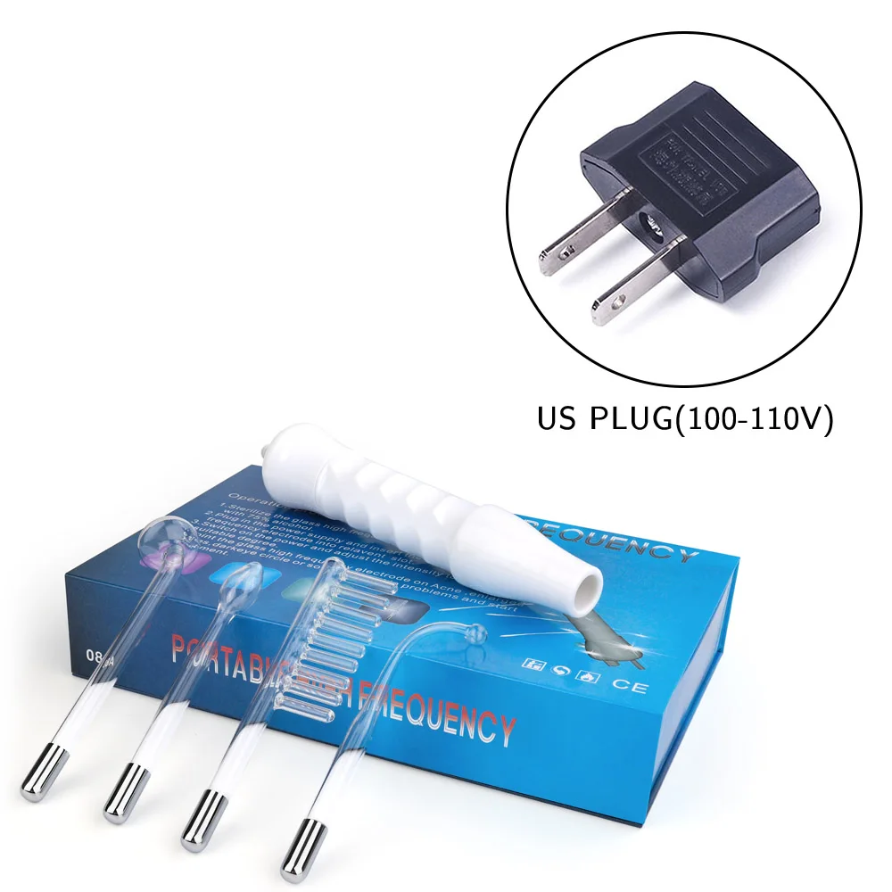 US plug 4 в 1 Высокочастотный электрод палочка Электротерапия Стекло трубка Красота устройства акне точечный очиститель лица для ухода за кожей, спа 110 V-240 V - Цвет: US plug