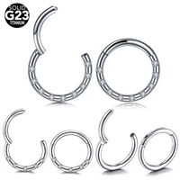 1pclot titanium septum nose clicker piercing with 9 gems and steel segment hinged rings helix piercing earrings body jewelry