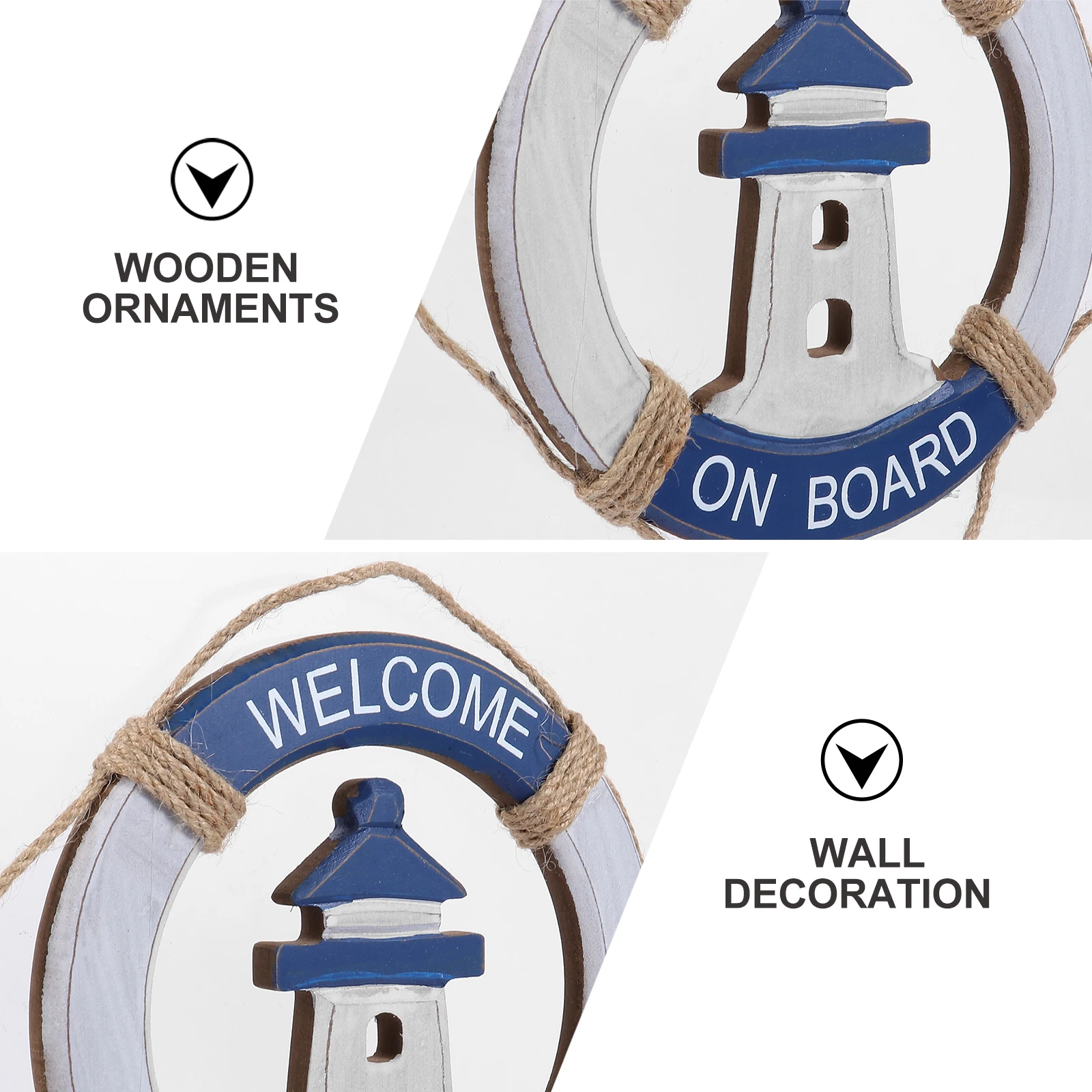 

1pc Creative Mediterranean Swim Ring Wood Hanging Ornament Mediterranean Decor