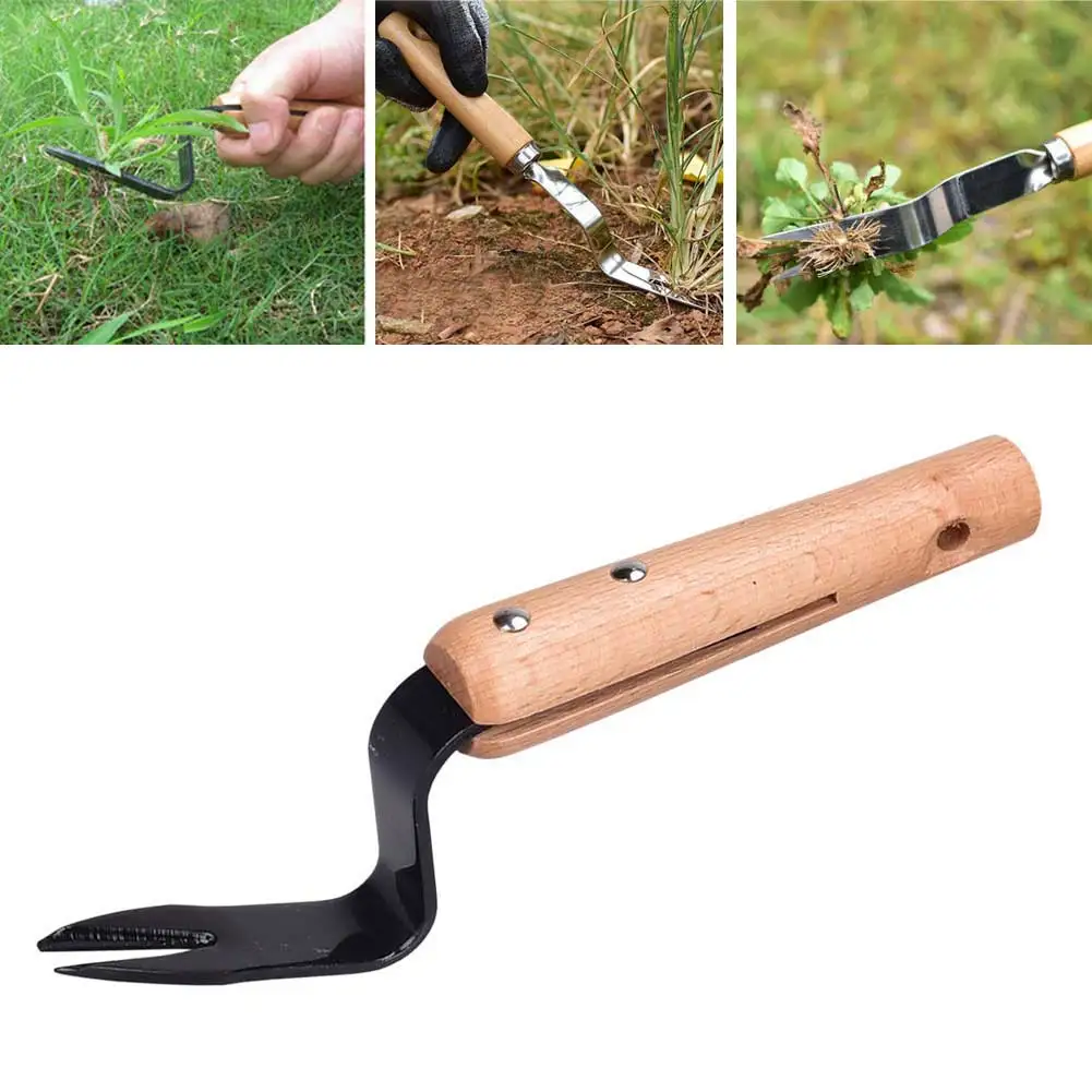 

Gardening Tool Farmland Transplant Lawn Ergonomic Seedling Removal Grass Puller Wooden Handle Manual Weeder Courtyard Digging