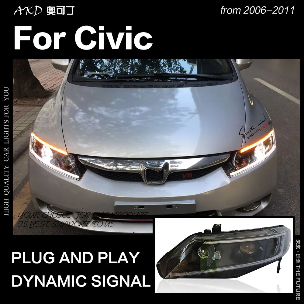 АКД Автомобиль Стайлинг фара для Honda Civic фары 2006-2011 Civic FD2 светодиодный фары DRL Hid Bi Xenon авто аксессуары