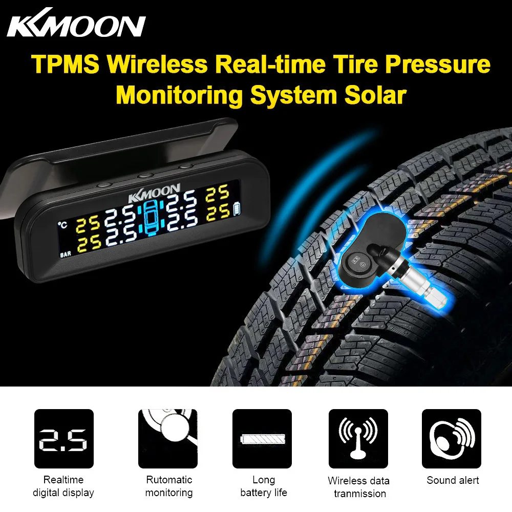 KKmoon Smart Car TPMS система контроля давления в шинах солнечная энергия цифровой ЖК