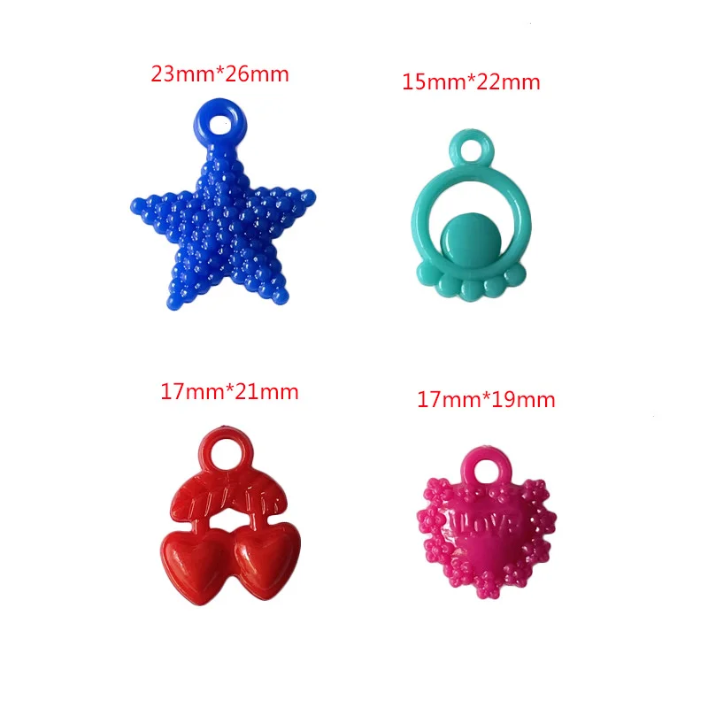

50pcs mixed batch five-pointed star colorful small peach heart pendant necklace handmade DIY bracelet connector