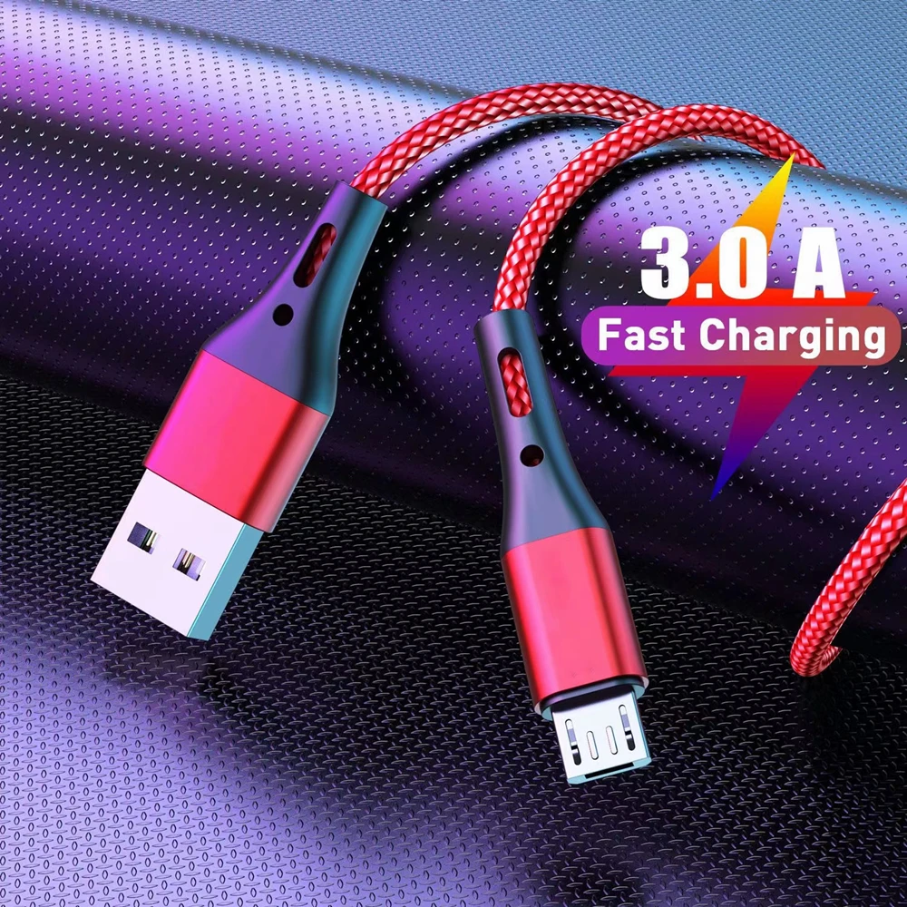 

3A Micro USB Cable Fast Charge USB Data Cable Cord for Samsung S6 Xiaomi Redmi Note 4 Android Microusb Cable Mobile Phone