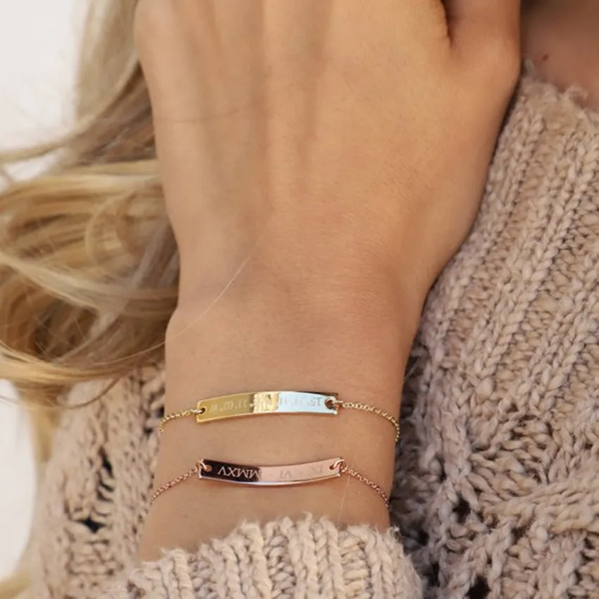 Модный длинный женский браслет с именем бара персонализированные ювелирные