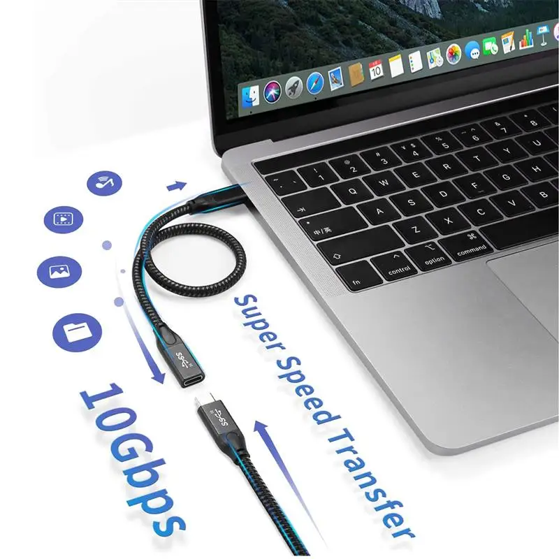 

USB Type C Extension Cable 4K @60Hz 10Gbps USB-C Gen 2 Male to Female Charging Data Extender Cord For Macbook Switch