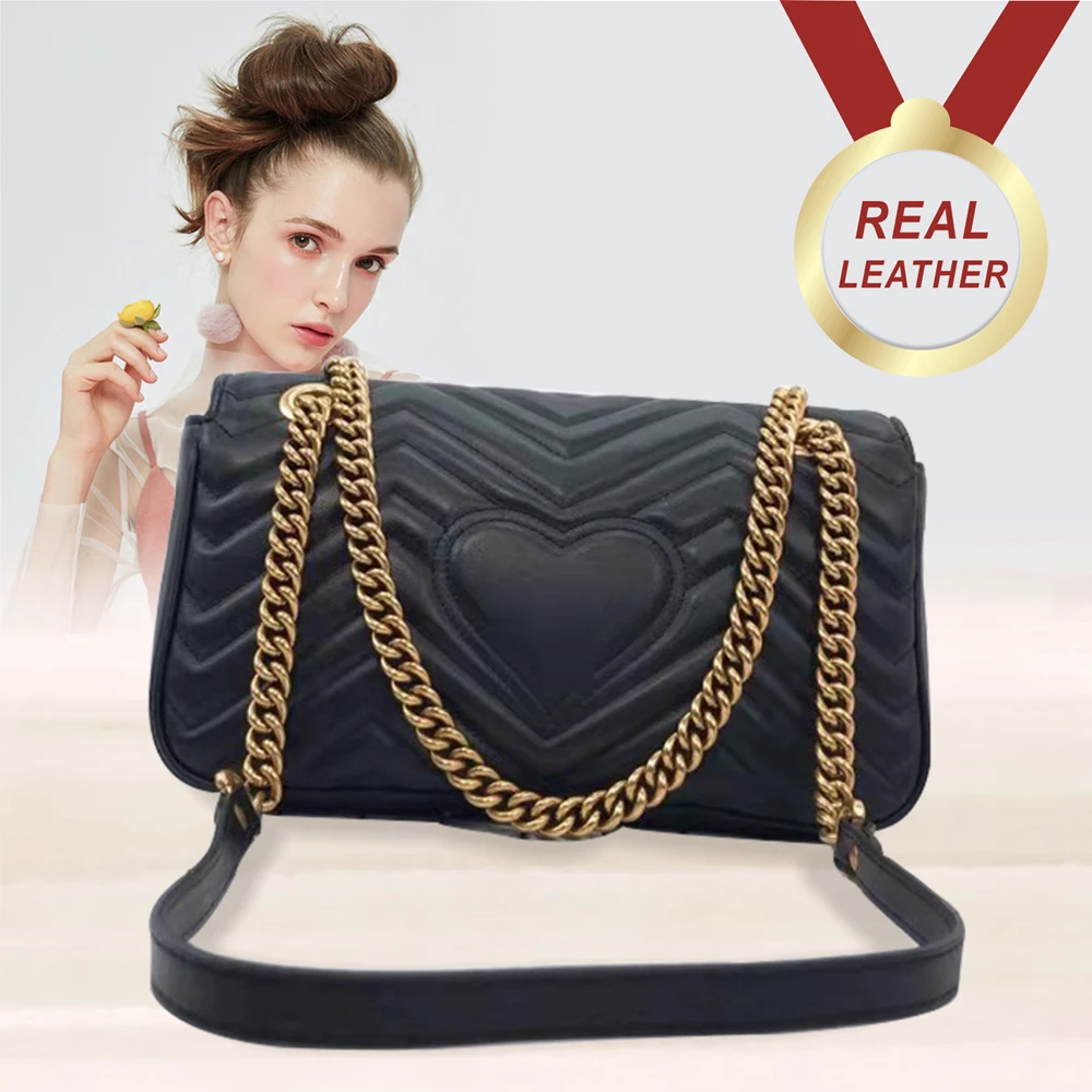 

Fashion real leather Luxury designer for women handbag female messenger suture bag High quality chains shoulder crossbody bags