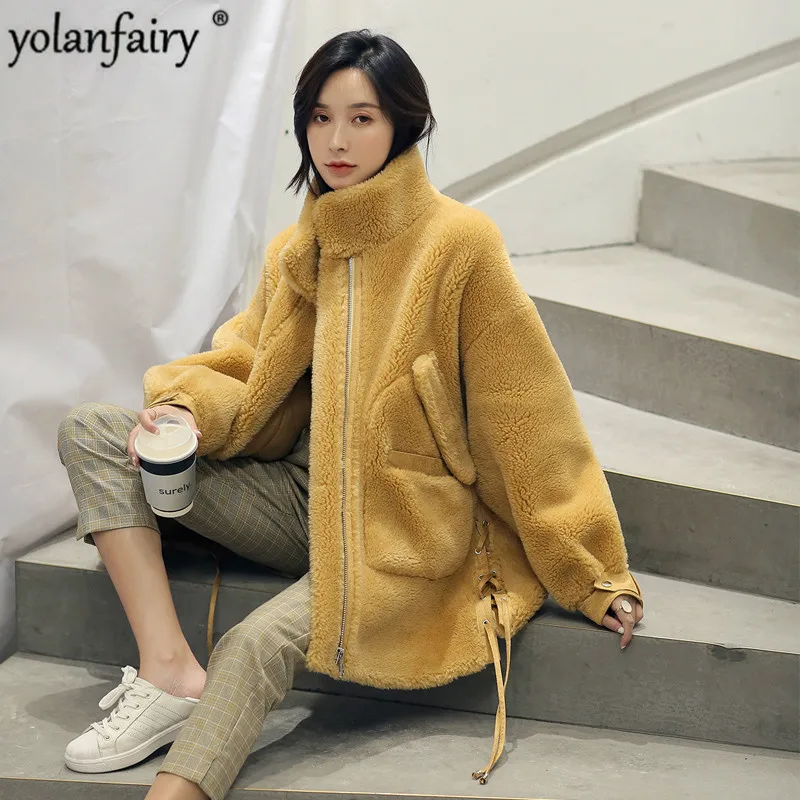 

Real Fur Coat Women Sheep Shearing Winter Coat Women Korean Wool Jacket for Women Clothes 2020 Manteau Femme A19Y1201 YY951