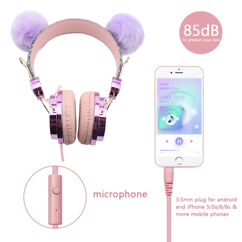 

Stereo Earphone Computer Cute Unicorn Wired Headphone With Microphone Girls Daugther Music Mobile Phone Headset Kid Gift