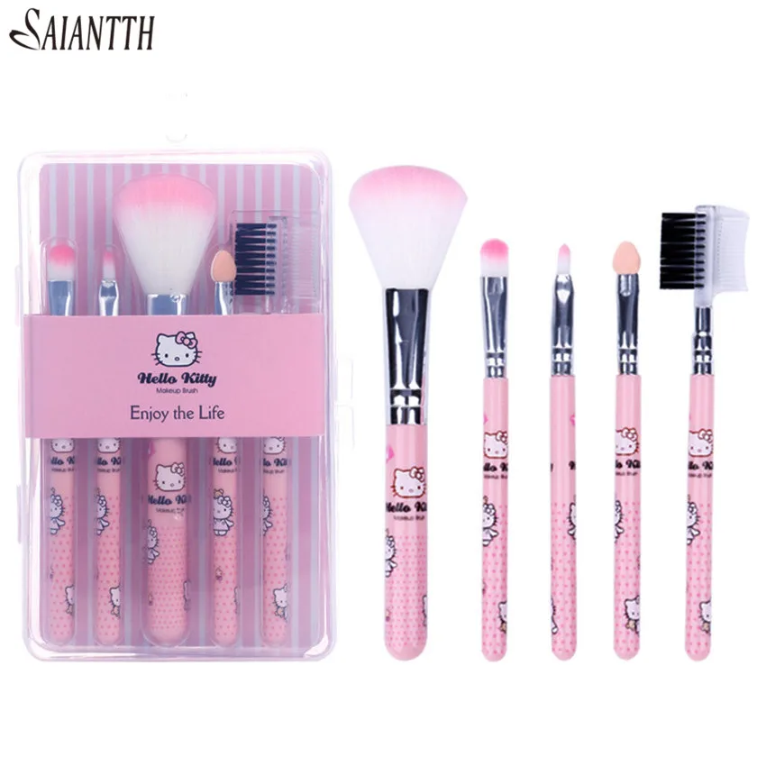 5 шт. симпатичная ручка hello Кисточки для макияжа комплект с надписью розовый
