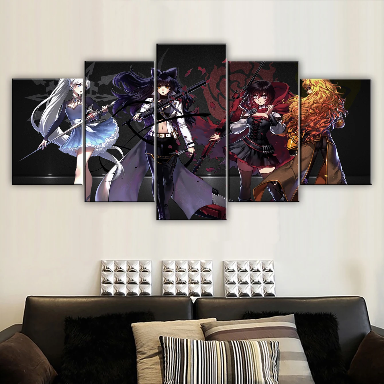 

5 Piece Wall Art Canvas Paintings Anime RWBY Blake Posters Figure Modular Decor Pictures Home Living Room Decoration Prints