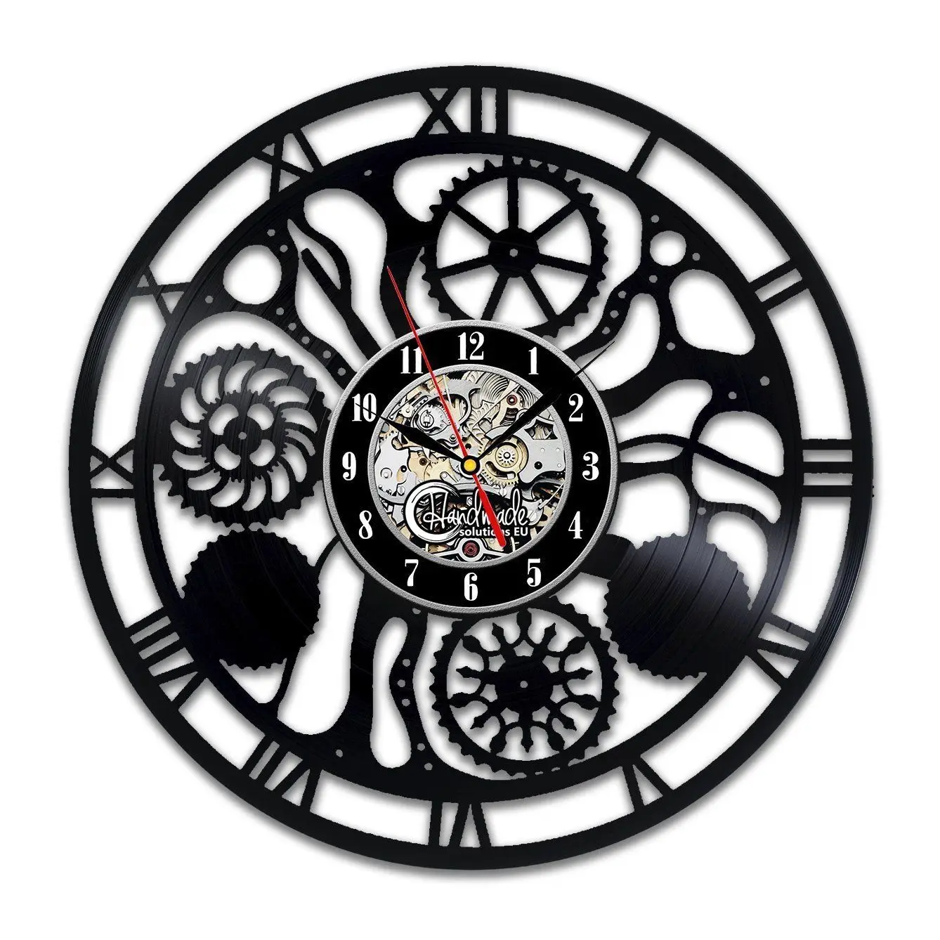 

Digital Wall Clock Modern Design Steampunk Cog Wheels Black Clocks 3D Decorative Hanging Vinyl CD Record Wall Watch Home Decor