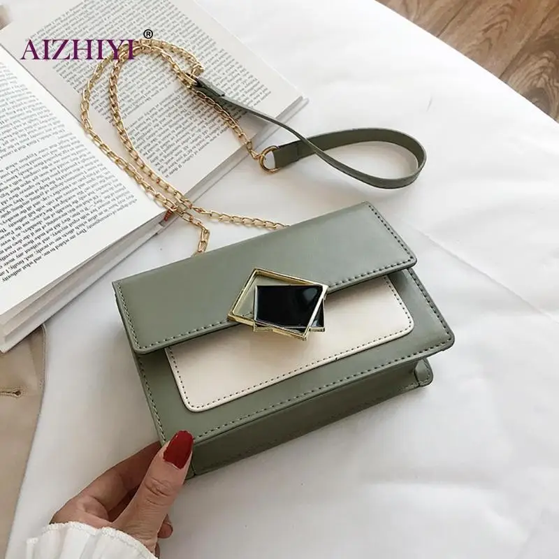 

Flap Chain Crossbody Bags for Women 2019 New Fashion Messenger Bag Women PU Leather Metal Buckle Sqaure Casual Shoulder Handbag