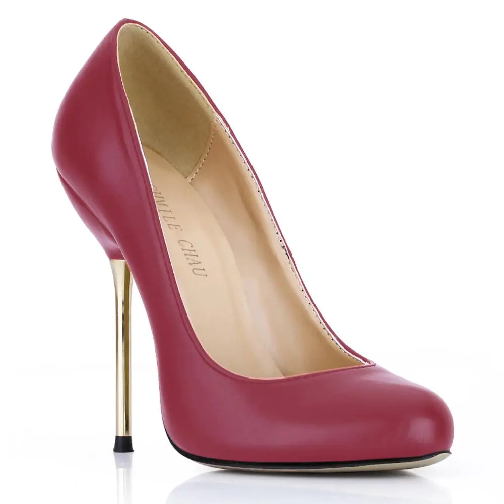 Пикантные вечерние женские туфли-лодочки на металлической шпильке; Zapatos Para Mujer Bombas de Tacon Alto de Aguja Vestido de Fiesta Moda YJ3845-b - Цвет: Burgundy PU