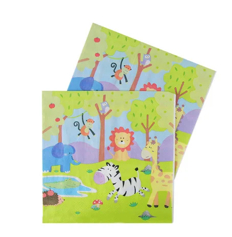 tissue 12pcs Вечерние украшения в виде животных в джунглях, капкейки, тарелки, чашки, украшения для вечеринки на день рождения, детские подарки для мальчиков, вечерние украшения - Цвет: tissue 12pcs
