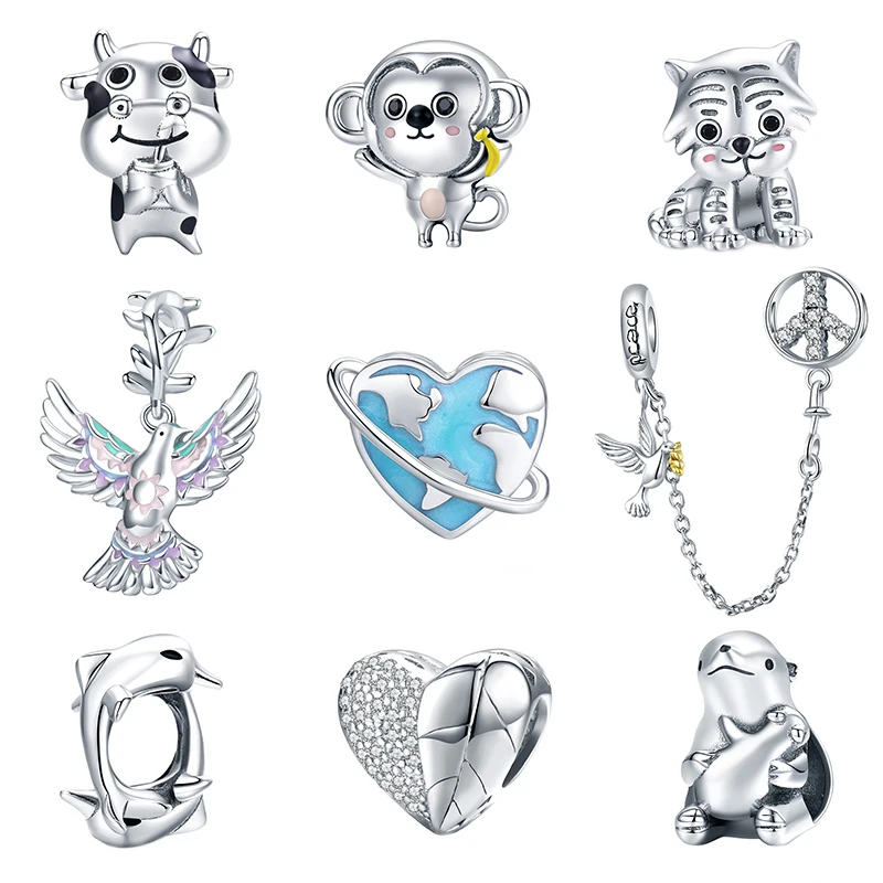 Бусины Love Peace для защиты Земли корова обезьяна тигр голубь дельфины полярные