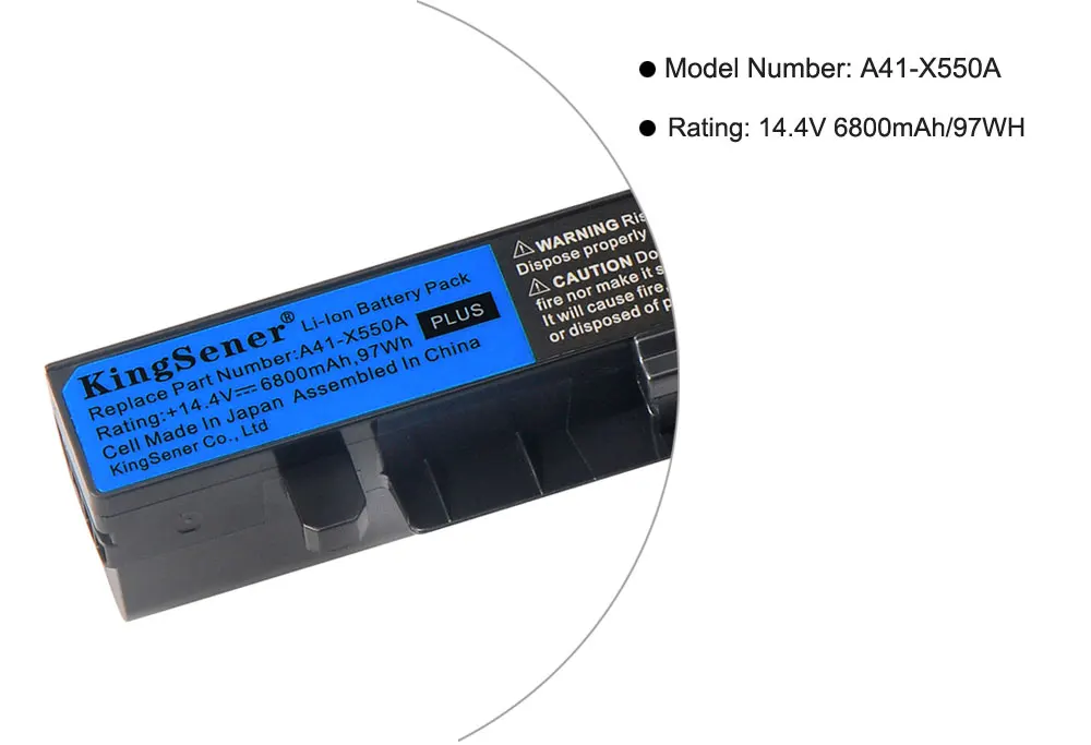 KingSener A41-X550A Аккумулятор для ноутбука ASUS A450 A550 F450 F552 K450 K550 P450 P550 R409 R510 R510C X450 X550 A41-X550