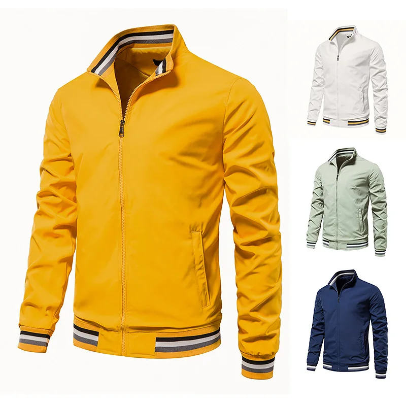 

LUCLESAM Men Classic Varsity Jacket Mens Cotton Thermal Windbreaker Bomber Coat Jaqueta Masculina