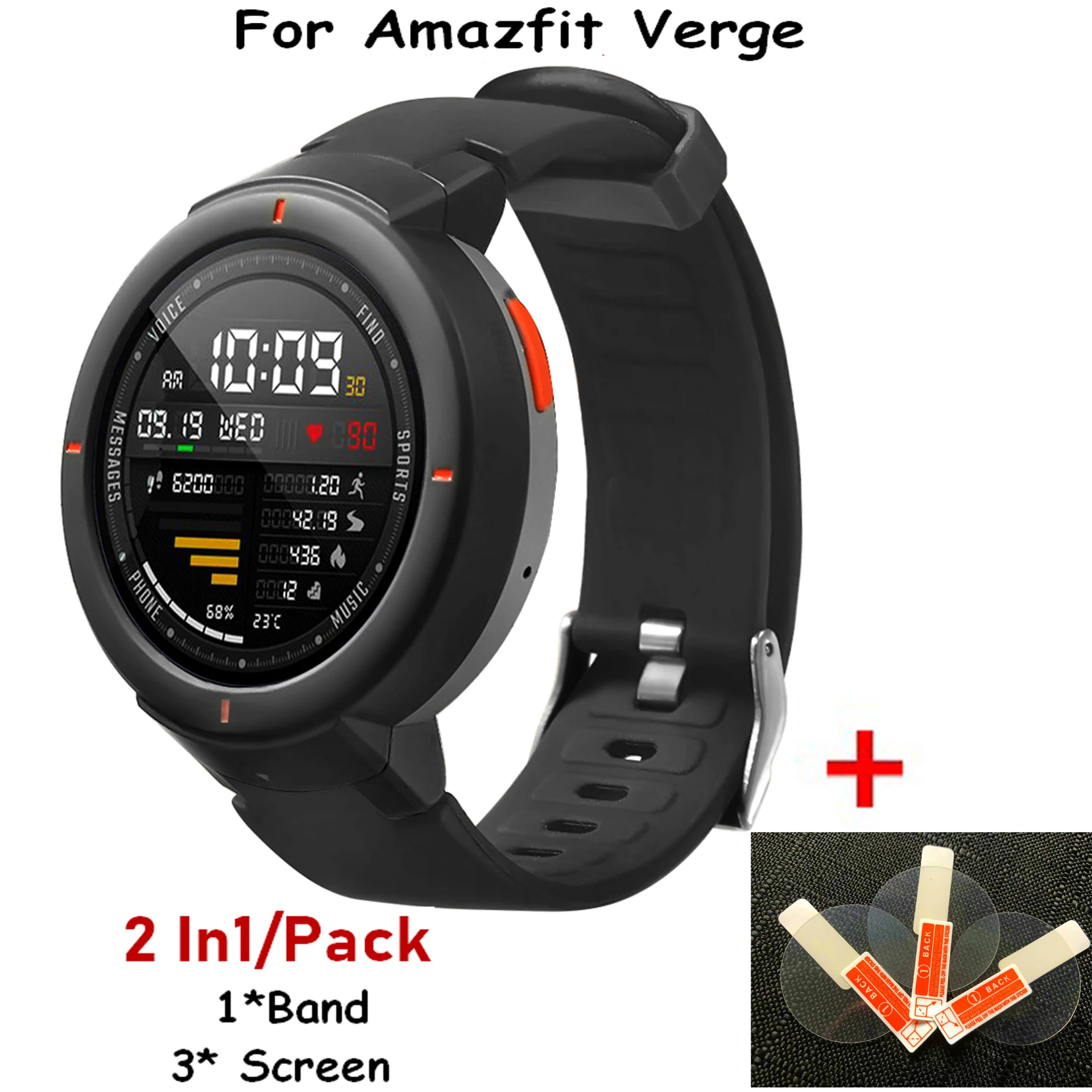 Силиконовый ремешок для часов Xiaomi Huami Amazfit Verge 3 браслет смарт Защитная пленка