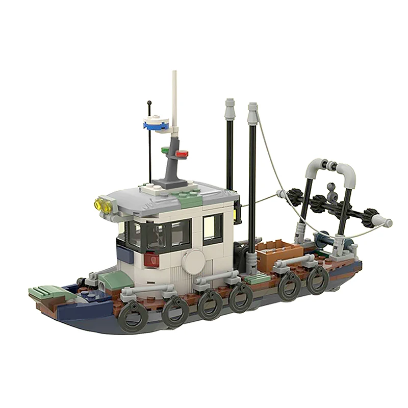 

MOC-47817 Small fishing boat Building Blocks cargo ship Fishing boat Pirate ship High-Tech Idea Ocean Exploration Toys for Gift