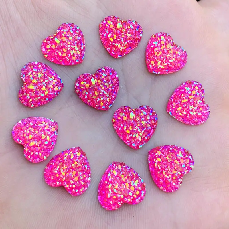 Блестящие 80 шт. 12 мм AB цвета выпуклая минеральная поверхность в форме сердца из