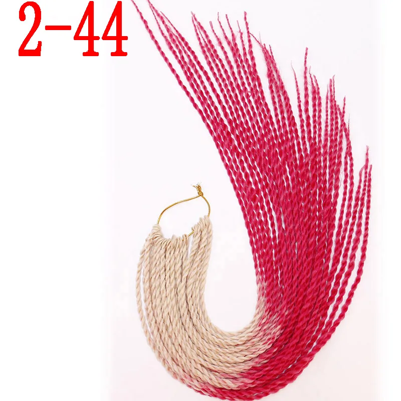 2-44 MERISIHAIR Ombre вязанные косички Сенегальские крученые волосы 24 дюйма 30 корней/упаковка синтетические плетеные волосы для женщин серый синий розовый - Цвет: 2-44