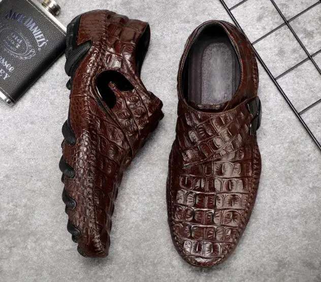 Модные мужские деловые модельные туфли с крокодиловой пряжкой туфли-оксфорды