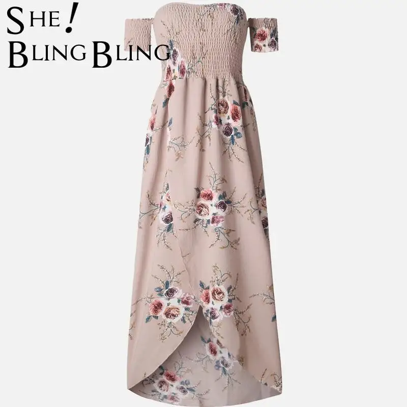 SheBlingBling размера плюс 4XL 5XL летнее платье до щиколотки с открытыми плечами и