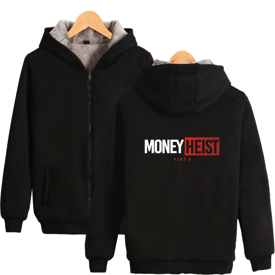 

Money heist/зимние Утепленные парки на молнии; большие размеры; популярные толстовки для мужчин и женщин; теплые модные парки