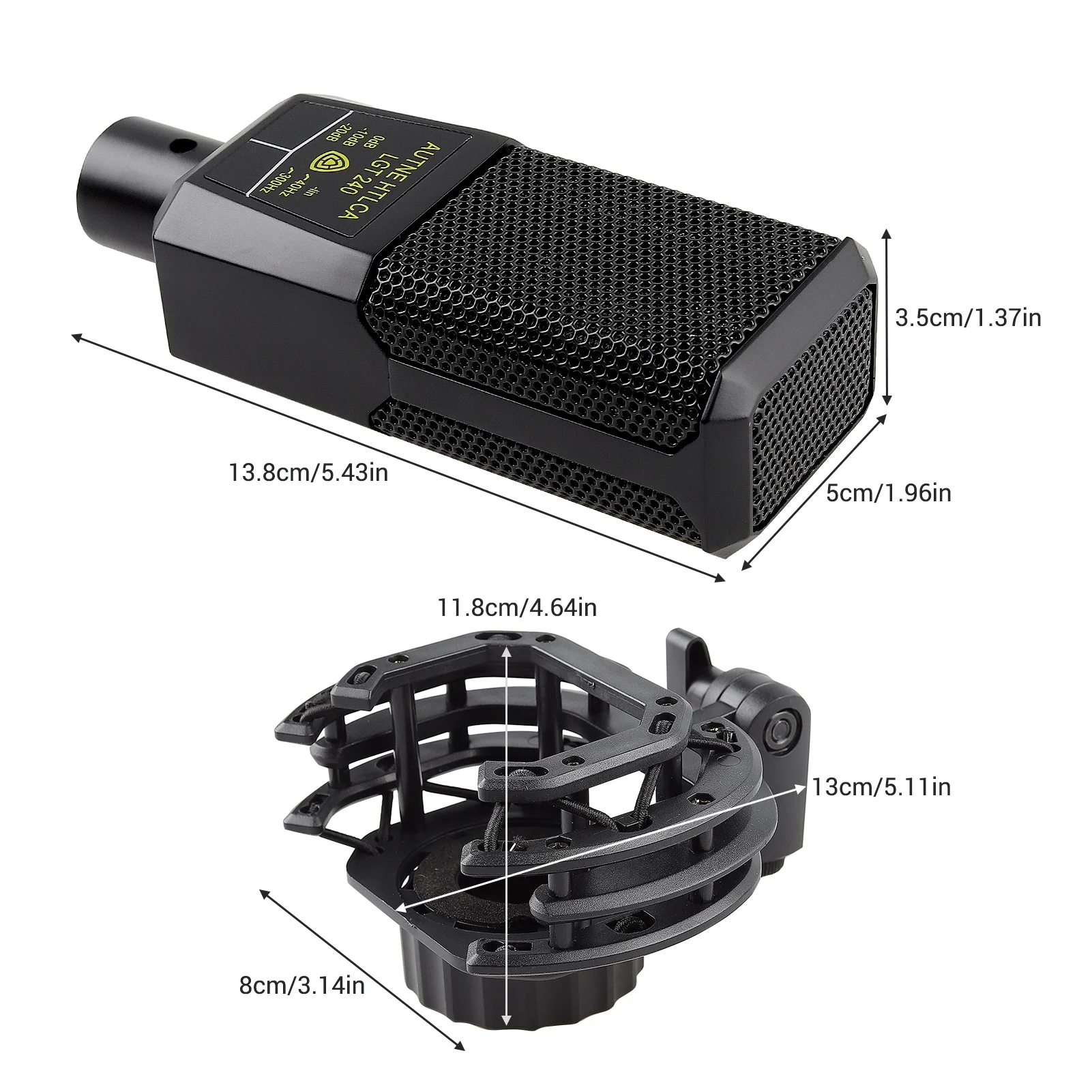 

Muslady Large Diaphragm Cardioid Condenser Microphone Unidirectional Mic with Shock Mount Cable for Gaming Podcasting Recording