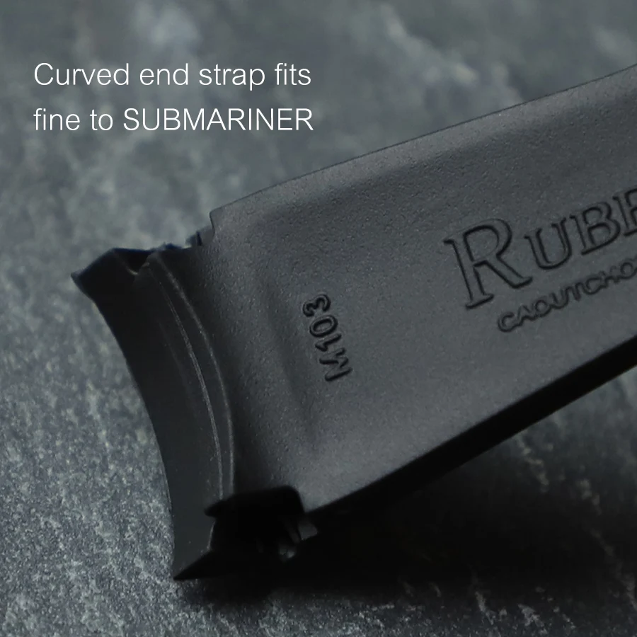20mm Curved End Rubber Watch Band for Rolex Submariner GMT Master Yacht Master II Explorer Milgauss Daytona Daydate Watch Strap